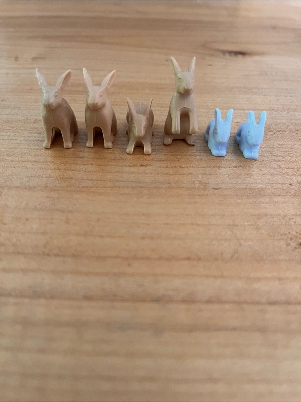 Mini Rabbit Toy Figures Set - Beige and Light Blue - Picture 3 of 4